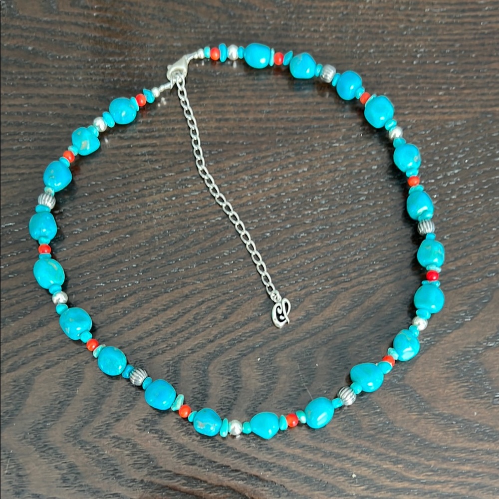 Carolyn Pollack Sterling Silver Turquoise and Coral Beaded Necklace - Picture 5 of 5